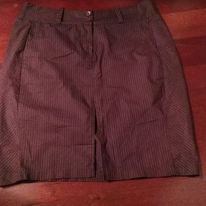 Brown and cream front slit skirt